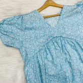 Feeding Frock Alia Cut, Free Size, Ankle Length, Tie-Up, Puff Sleeve Sleepwear in Softest Cotton Fabric (Bra Size 34"-38" | 50”-52″ length)